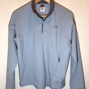 Light blue North Face jacket.